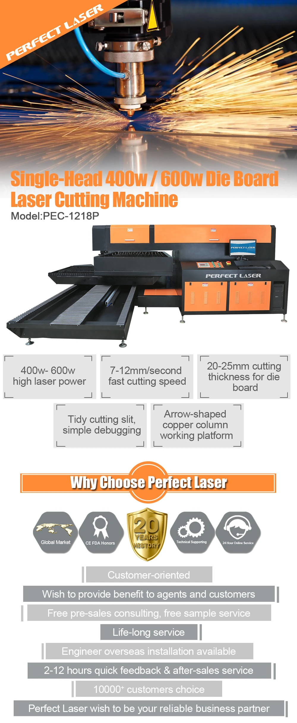 Perfect Laser-180W 260W 300W 400 Watts Flat Carton Cardboard Craft Label Sticker Wood Plywood MDF Die Board Laser Cutters Pressing Cutting Machines Price