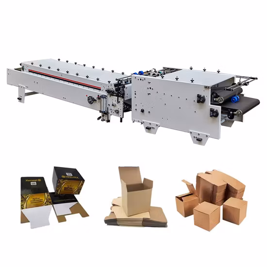 Automatic Pizza Box Making Rigid Box Maker Cup Folder Gluer Flat Bottom Food Rigid Box Maker Forpremium Jewelry Boxes/Cellphone Boxes/Gift Box Making Machine